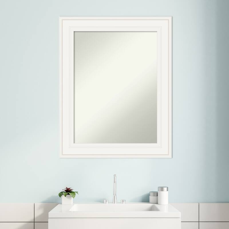 Non-Beveled Bathroom Wall Mirror - Ridge White Frame - Ridge White