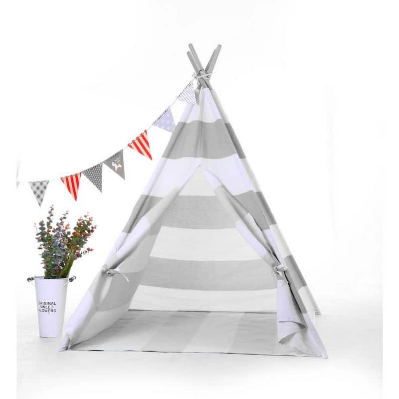 Natural Cotton Canvas Teepee Tent for Kids Indoor & Outdoor Use