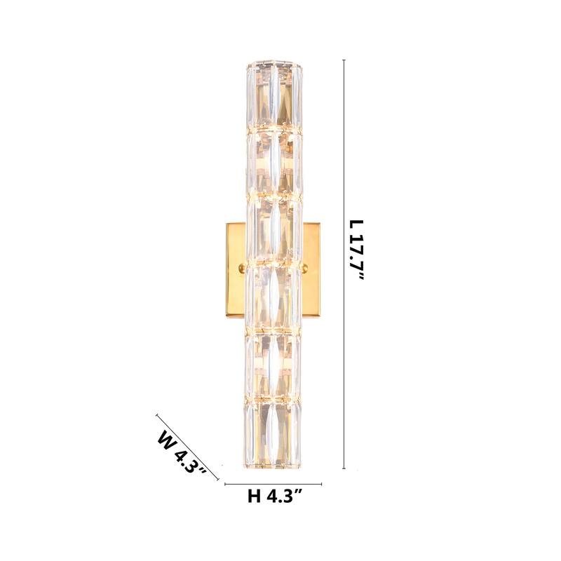 5-Light Gold Wall Sconce With Clear Crystal Accents