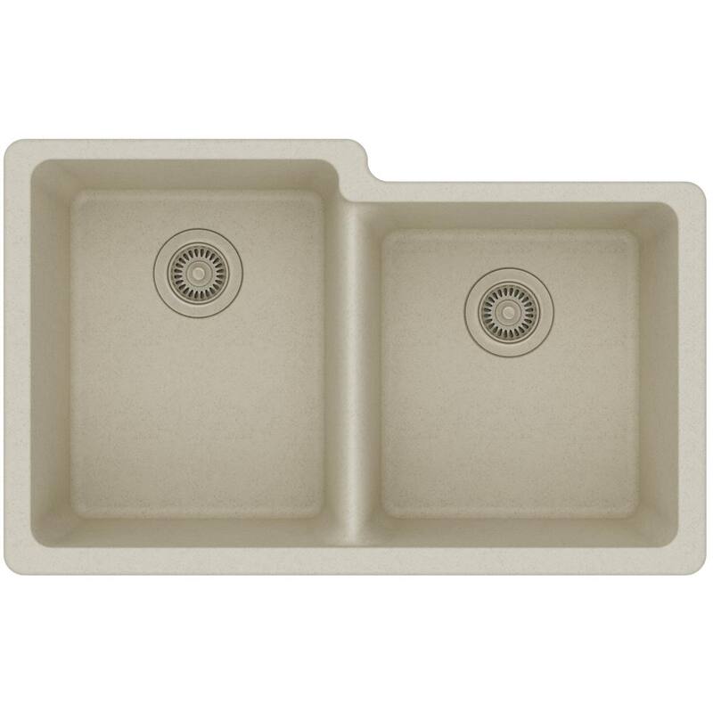Elkay Quartz Classic 33" x 20-1/2" x 9-1/2", Offset Double Bowl Undermount Sink