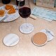 preview thumbnail 12 of 11, Creative Home White Marble Round Coaster Set (Set of 4)