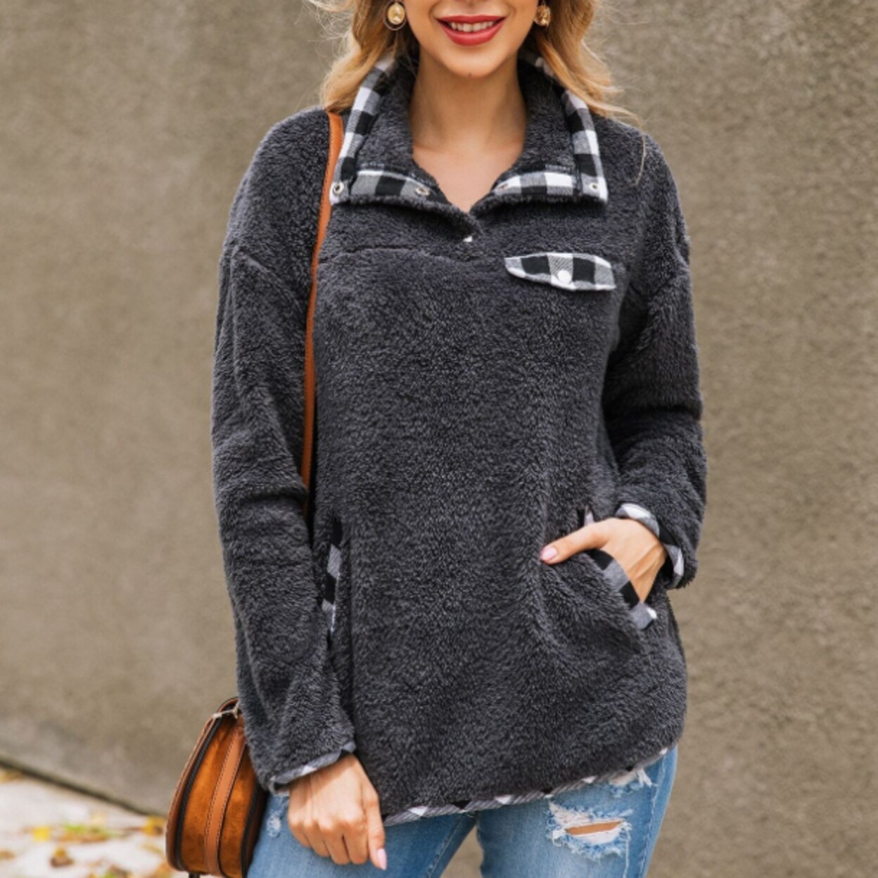 fuzzy pullover sherpa