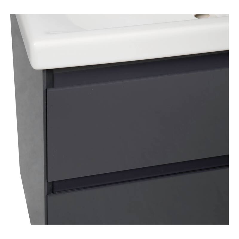 Modern Free standing Bathroom Vanity with Washbasin Elit Graphite Gloss Non-Toxic MDF-24"-Omega 24"
