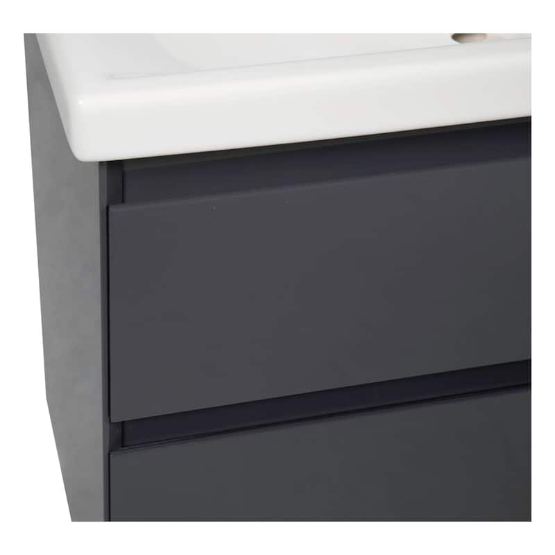 Modern Free standing Bathroom Vanity with Washbasin Elit Graphite Gloss Non-Toxic MDF-24"-Simple 24"