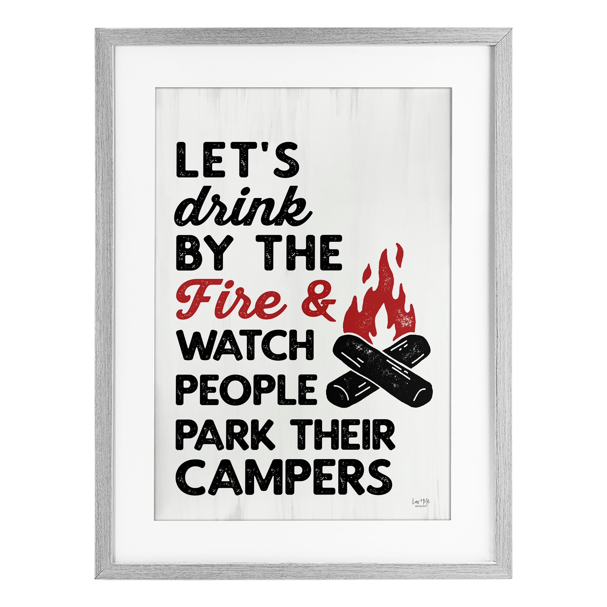 Stupell Let's Drink by the Fire Under Glass Framed Design By Lux + Me Designs