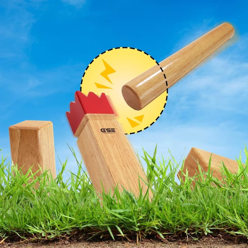 GSE™ Premium Rubber Hardwood Kubb Game Set with Carry Bag. Viking Chess Tossing/Throwing Game for Backyard, Lawn, Beach, Park