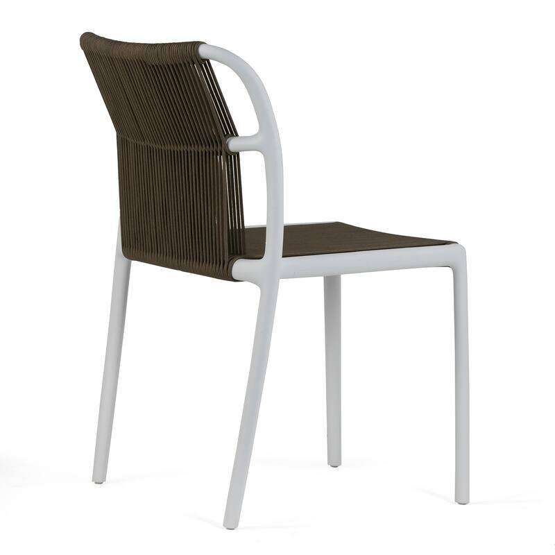 Set of 12 Belden Brown Woven Rope Fabric Dining Chair with Plastic Frame