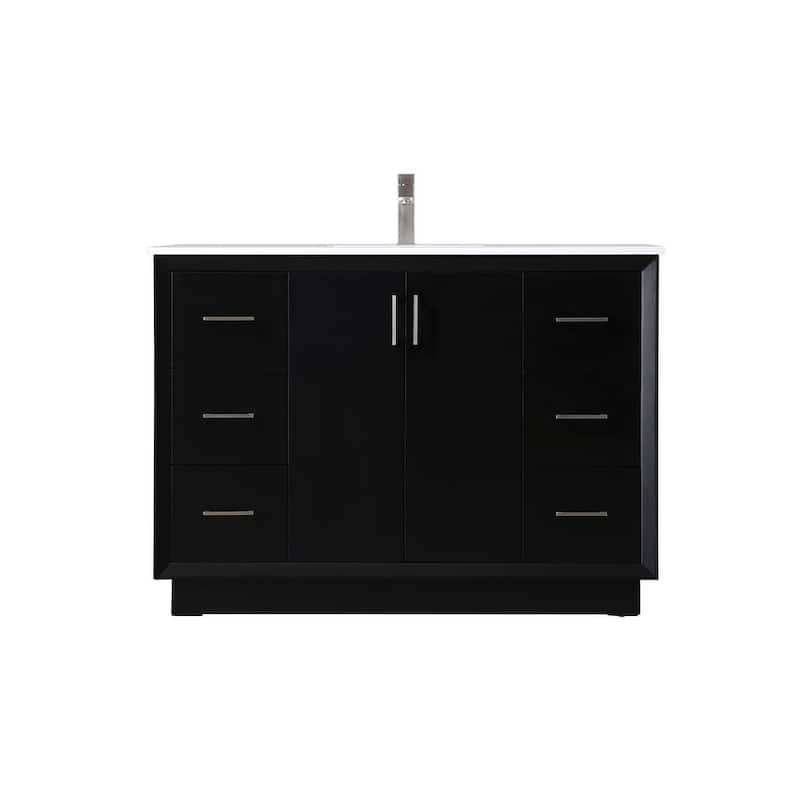 Elegant Lighting VF19648 Hayes 48" Free Standing Single Basin Vanity - Black