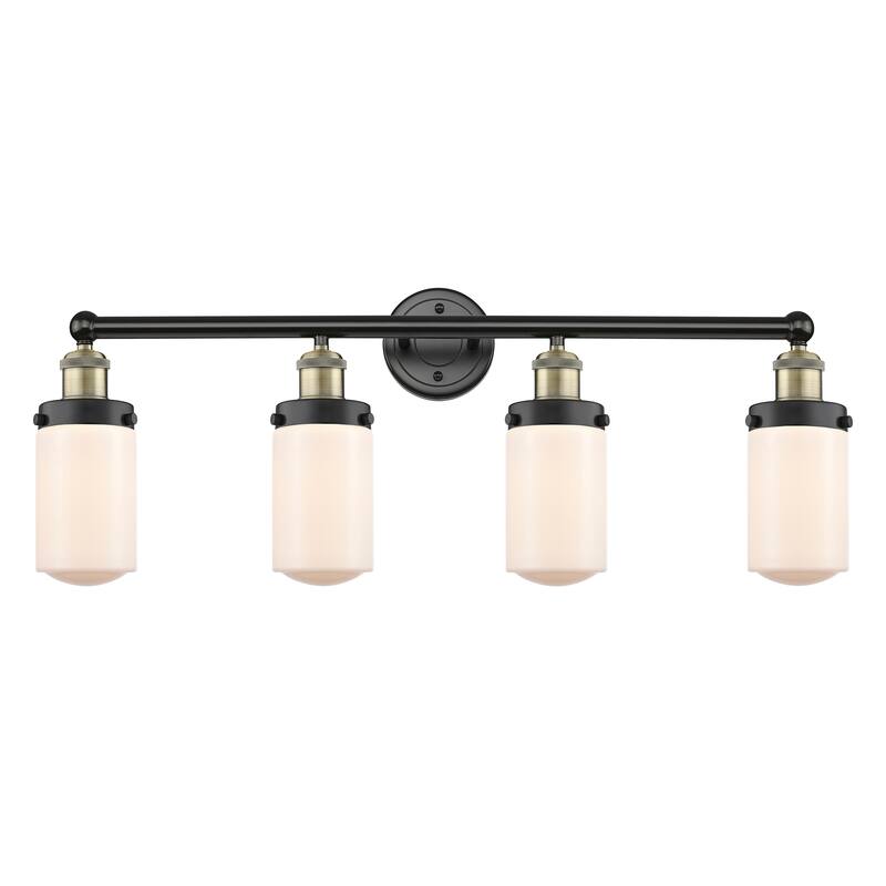 Innovations Lighting Dover - 4 Light 34" Bath Vanity Light - Black Antique Brass/Matte White