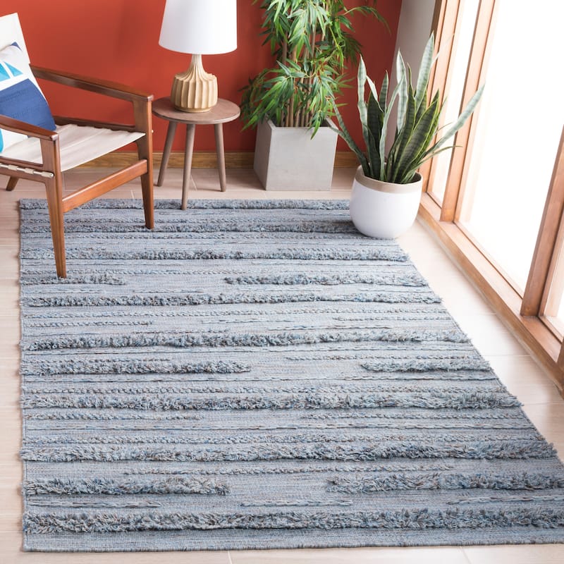 SAFAVIEH Handmade Vermont Kami Wool Rug - 5' x 8' - Grey/Blue