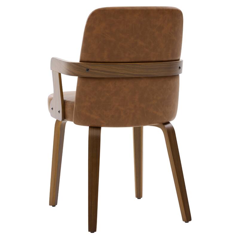 Mid-century Modern Upholstered Dining Chairs Bentwood Side Chairs with Armrests - 34.3"H x 19.9"W x 22.1"D