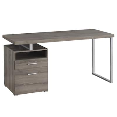 Modern Computer Desk with Storage - 60" Home Office Laptop Workstation - Metal & Laminate Design