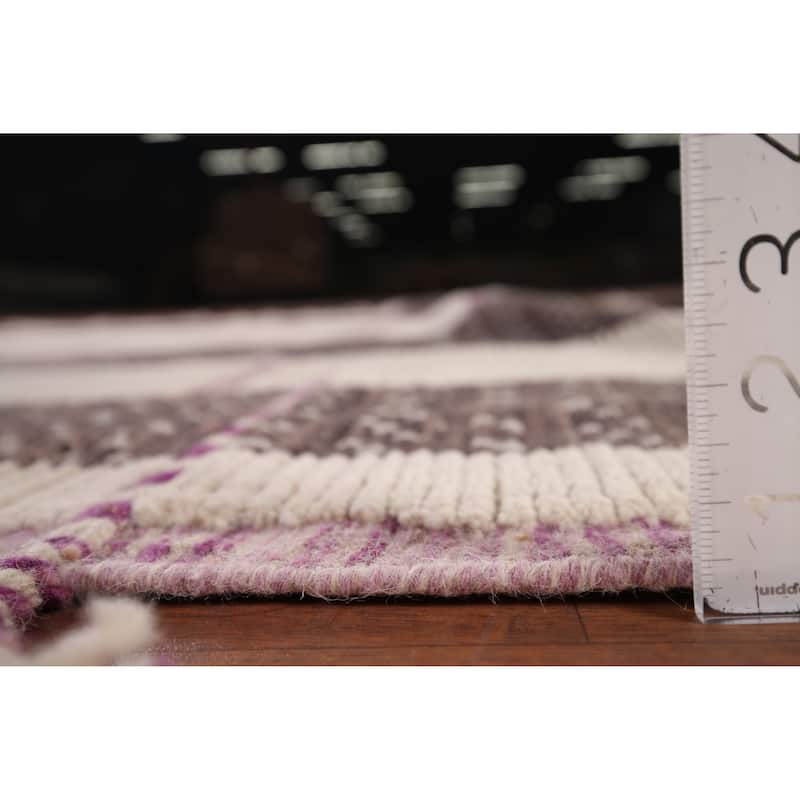 Striped Moroccan Modern Area Rug Handmade Wool Carpet - 8'11"x 12'7"