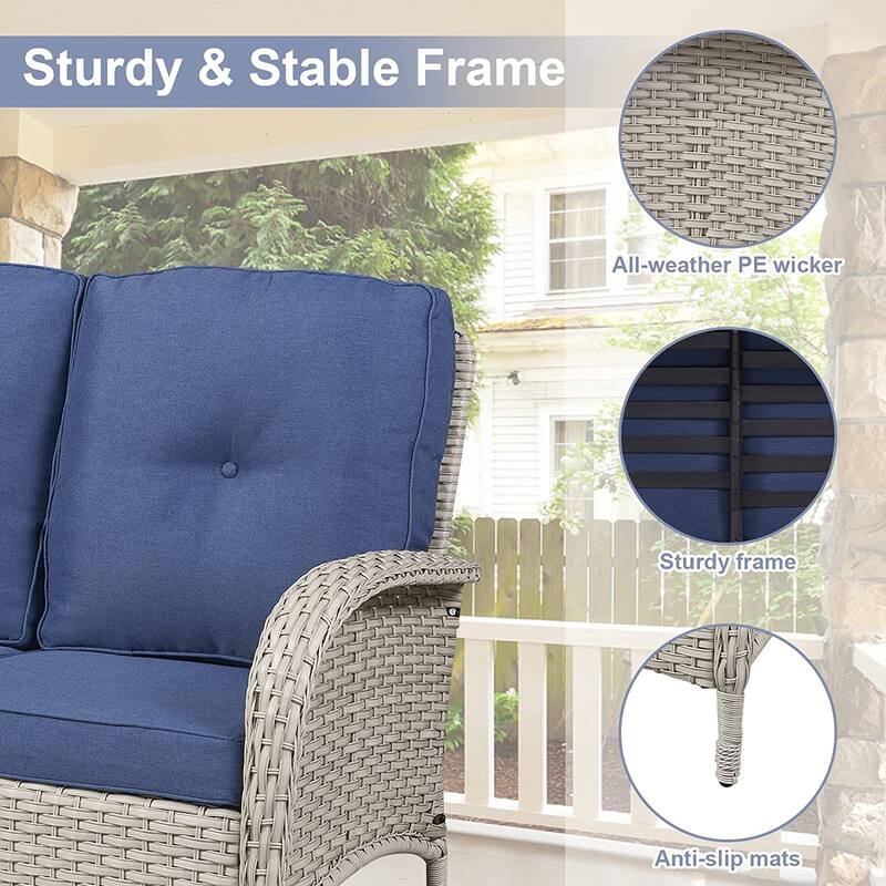 Gymojoy 4-piece Outdoor Sofa Chair Table Set with Cushion