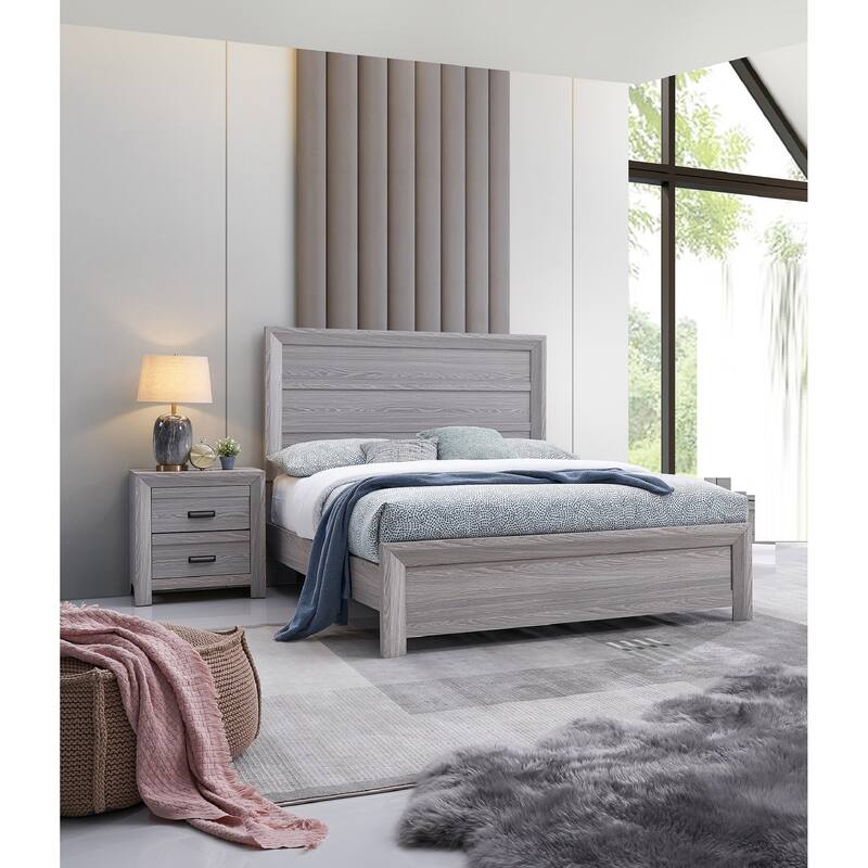 Twin Size Wood Rustic Platform Bed with Panel Headboard and Contemporary Design
