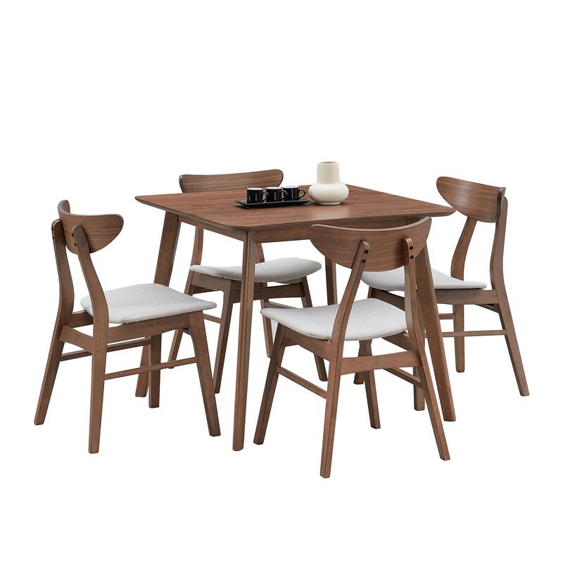 5-piece Modern Dining Table Chairs Set Kitchen Wooden Dining Table Casual Dining Table with 4 Upholstered Dining Chairs