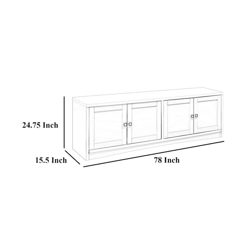Donna TV Stand Media Cabinet with 4 Doors, Dark Brown Melamine 78 Inch