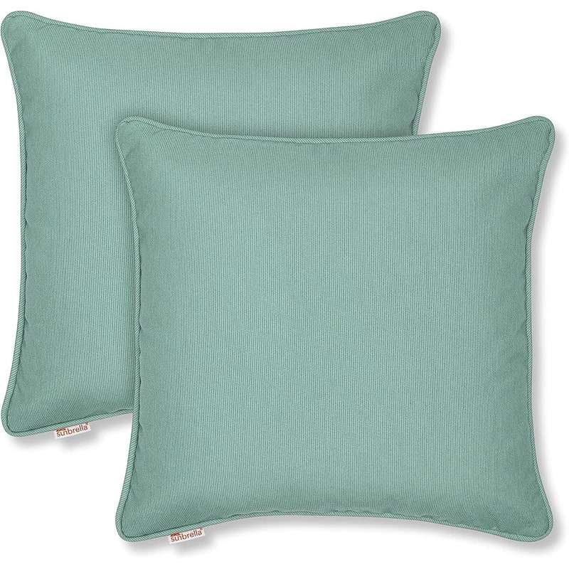 Sunbrella by Austin Horn Classics Corded-Edge Filled Pillow (Set of 2) - 18x18 - Mist