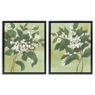 Stupell Verdant Herb Blossoms Framed Floater Canvas Wall Art Design By ...