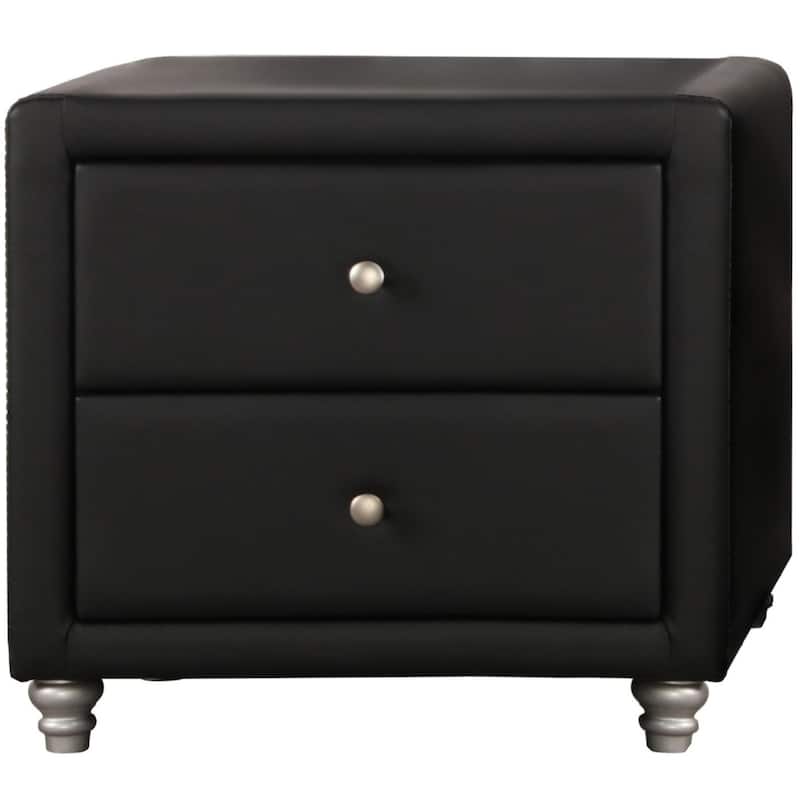 Wood 20-Inch Rectangular Nightstand with Metal Accents
