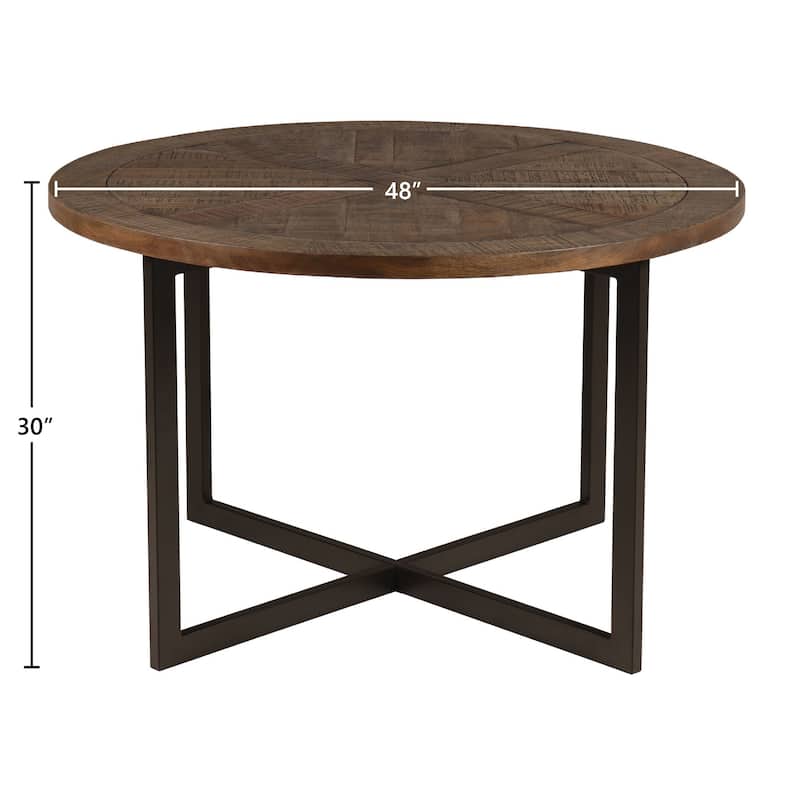 Sherrill 48-inch Diameter Mango & Steel Modern Dining Table