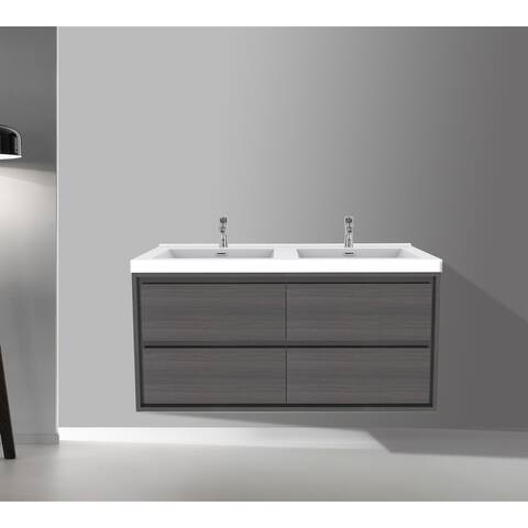 Sage 48" wall mounted bathroom vanity with double basin acrylic top