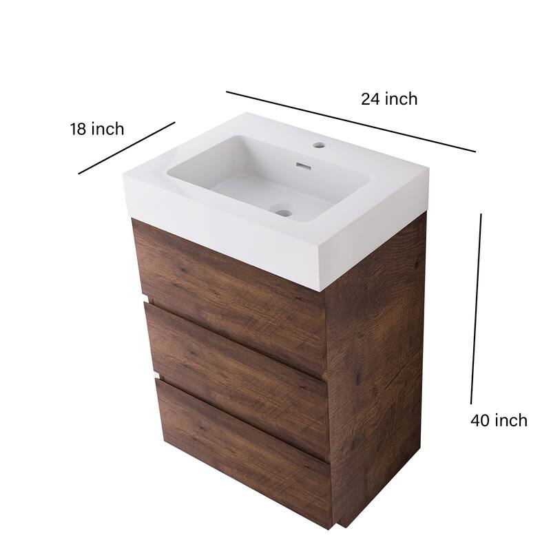 Freestanding Bathroom Vanity with White Solid Surface Top