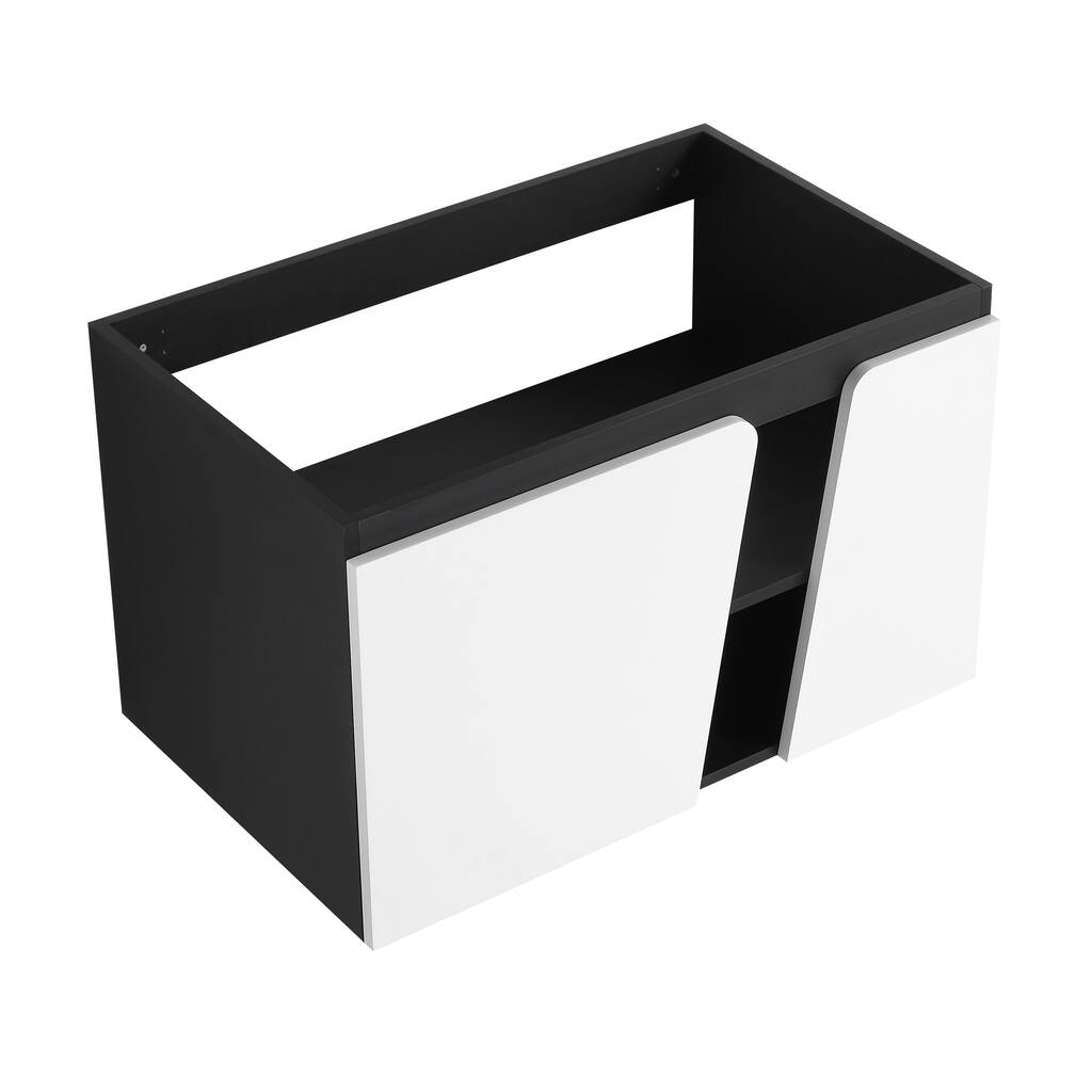 32" Wall-Mounted Bathroom Vanity with Soft-Close Doors,Floating Design,Eco-Friendly Plywood Cabinet(Vanity Without Basin)