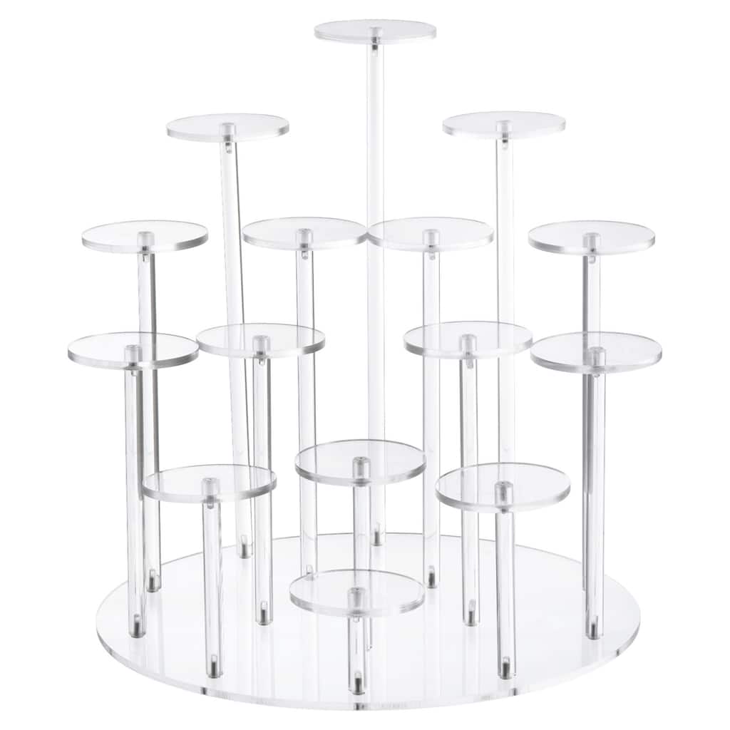 Acrylic Cupcake Stand for 15 Cupcakes Pastry Serving Platter for Birthday Party - Transparent