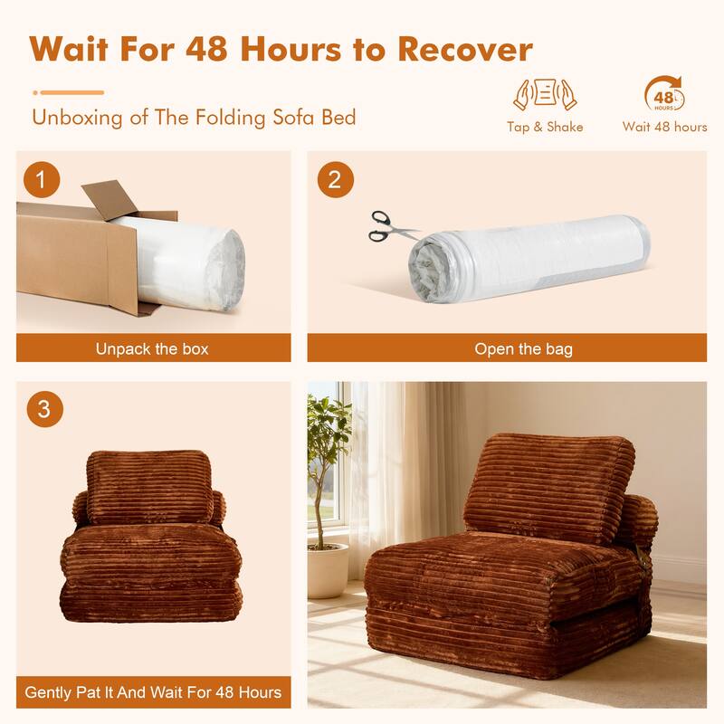 HOOOWOOO Modern Upholstery Fabric Folding Sofa Couch