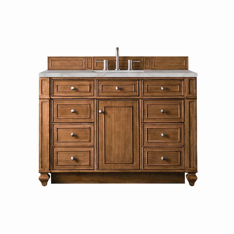 James Martin Vanities 157-V48-3VSL Bristol 48" Single Basin Walnut - Saddle Brown