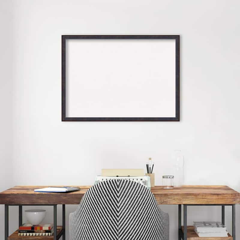 Dark Bronze Scoop Wood Framed White Corkboard Bulletin Board