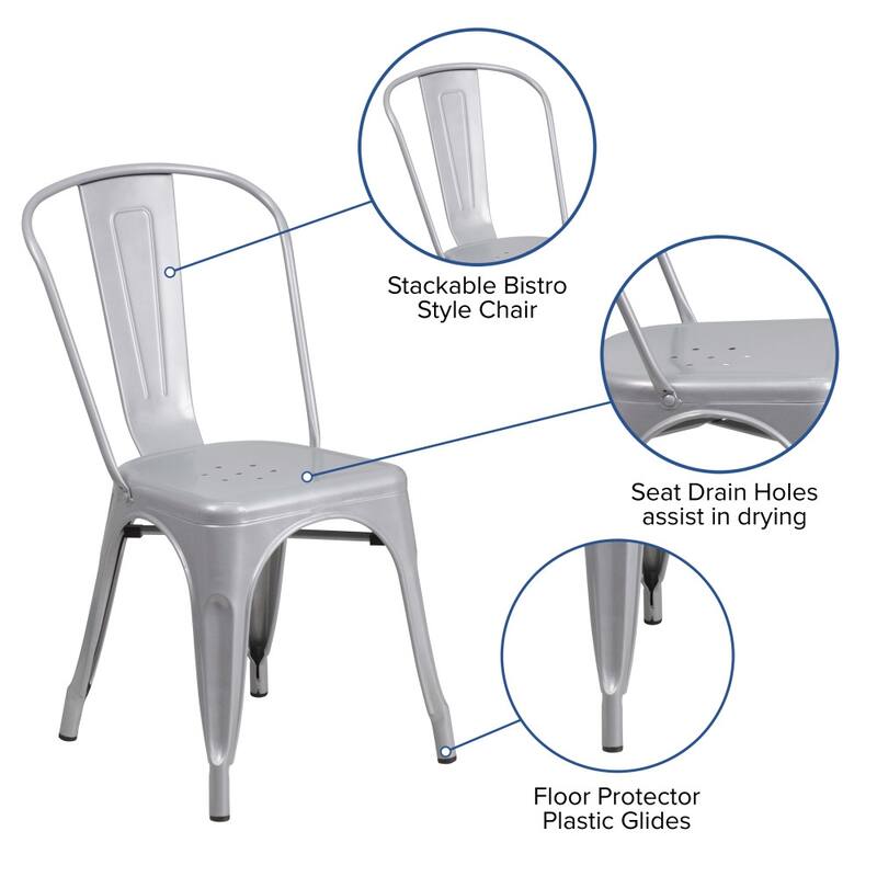 Metal Indoor/ Outdoor Stackable Bistro Chair (Set of 4)