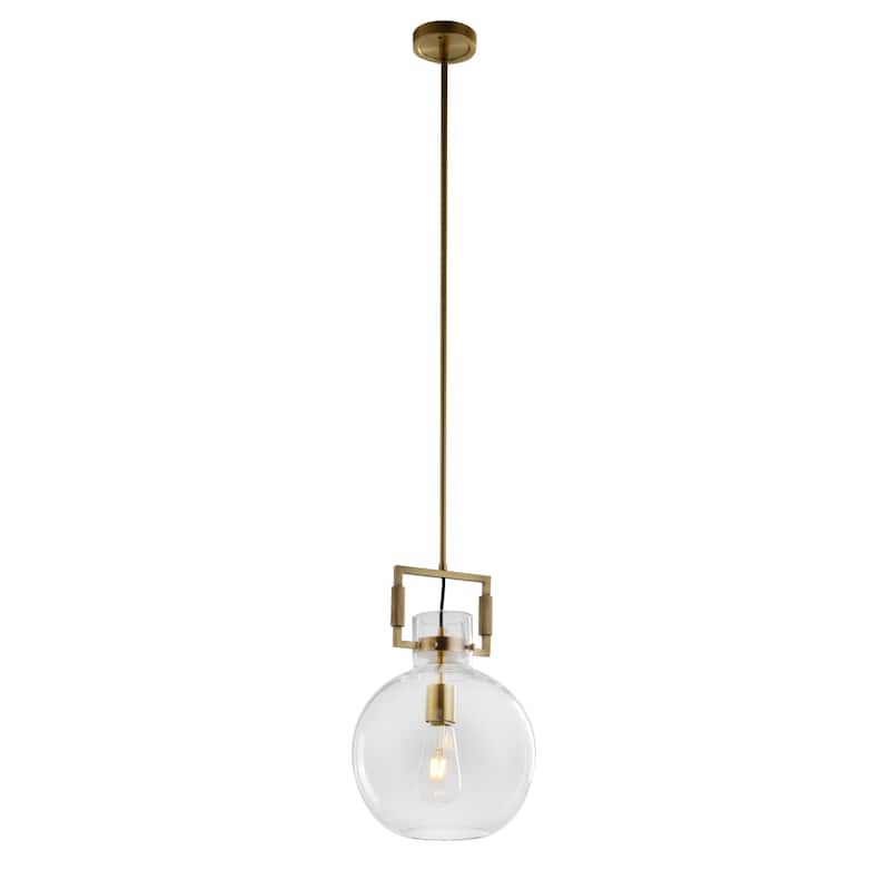 1 Light Brass Metal Single Pendant Lighting with Glass Shade