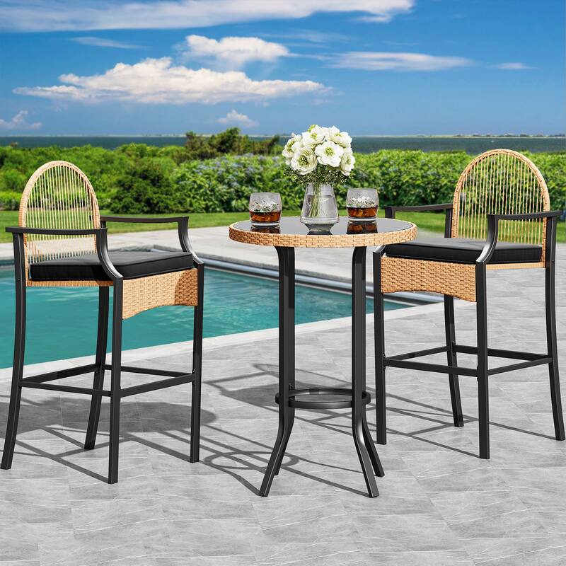 Moasis Round 2 Person Outdoor Bar Dining Set - 3 Pcs