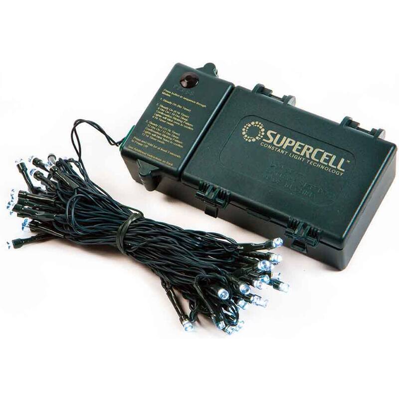 50 B/O Cool White Wide Angle LED Christmas Lights 18.33 ft Green Wire