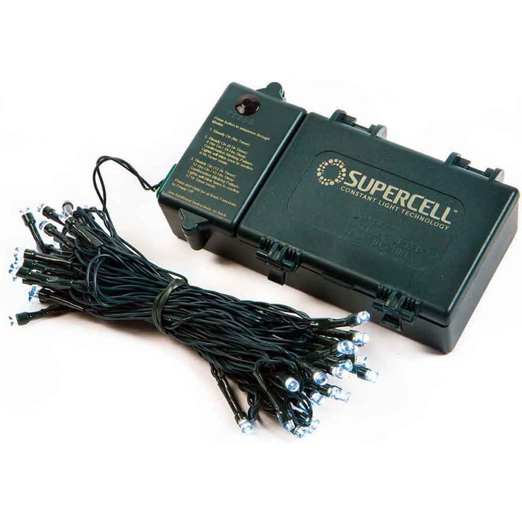 50 B/O Cool White Wide Angle LED Christmas Lights 18.33 ft Green Wire