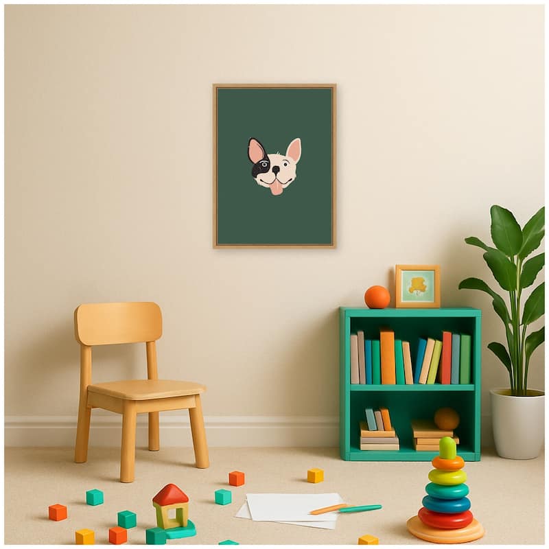 Kate and Laurel French Bulldog Whimsical Dog Lover by Laura Moss Framed Canvas Wall Art Print