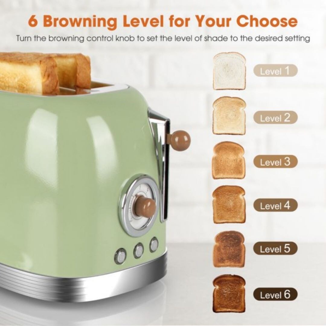 Ariete Vintage Style 2 Slice Toaster With Defrost And Reheat, Beige