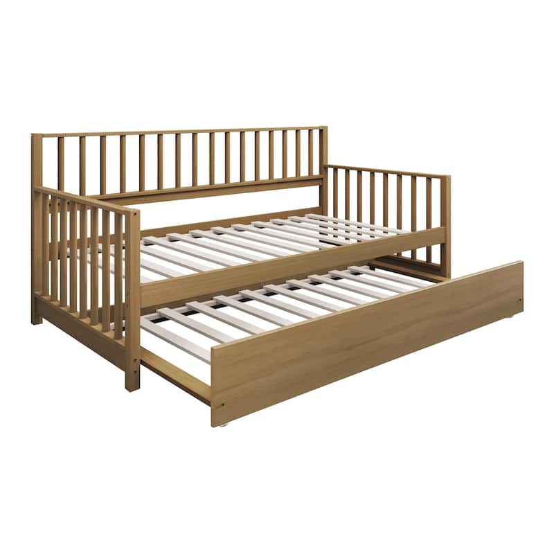 CraftPorch Classic Wooden Twin Size Daybed With Trundle