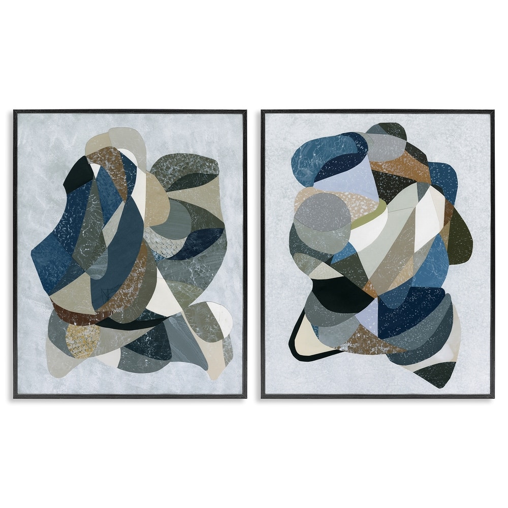 Stupell Neutral Geometric Patterns Framed Giclee Art Design By Coco Good (Set of 2)