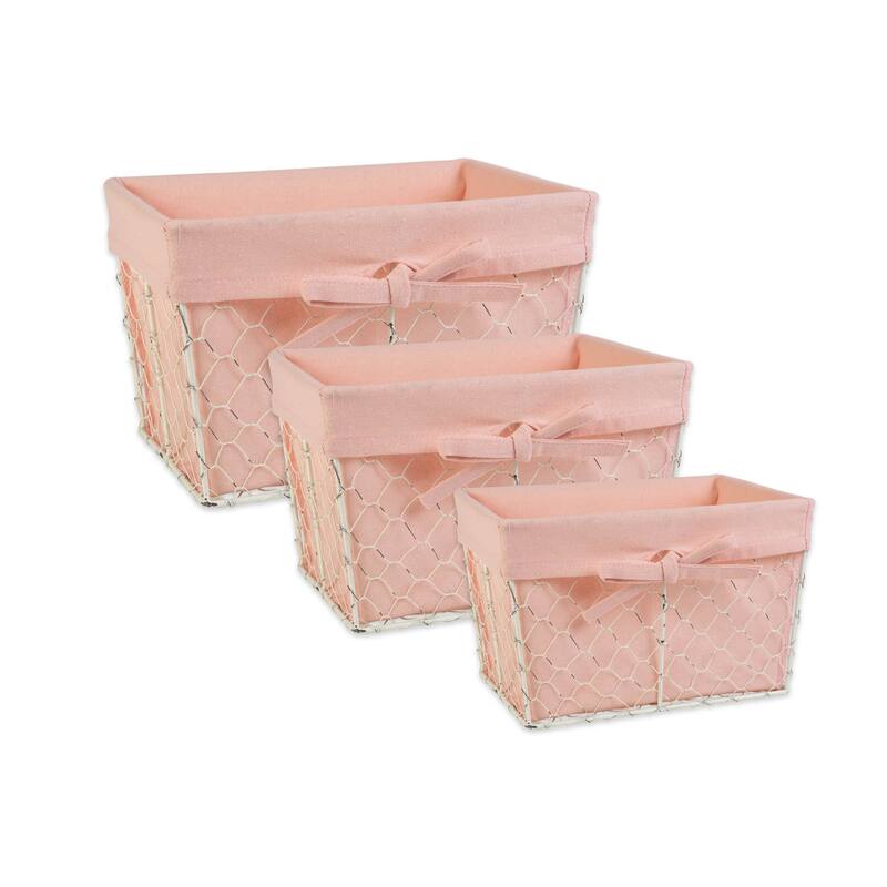 DII Chicken Wire Baskets - Assorted Set of 3 - Blush