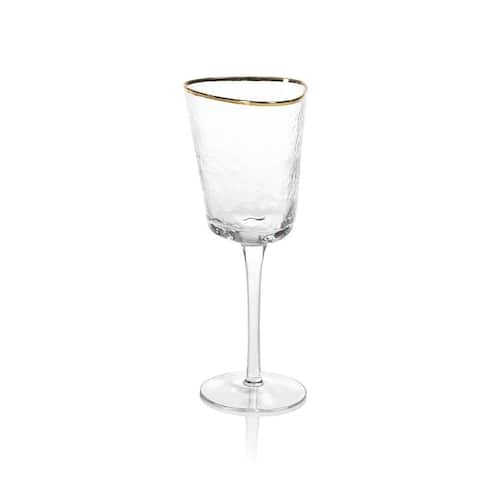Kampari Triangular Wine Glasses with Gold Rim, Set of 4