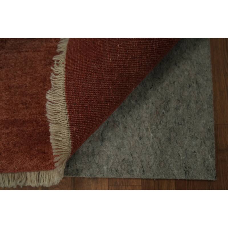 Hand Knotted Oriental 100% Wool Carpet Modern Contemporary Oranges & Rust Gabbeh Runner Rug - 9' 11'' X 2' 11''