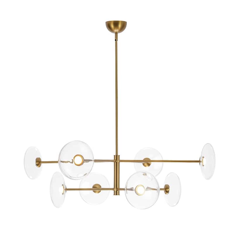 8-Light Glass Shade Dimmable LED Sputnik Chandelier 41-inch