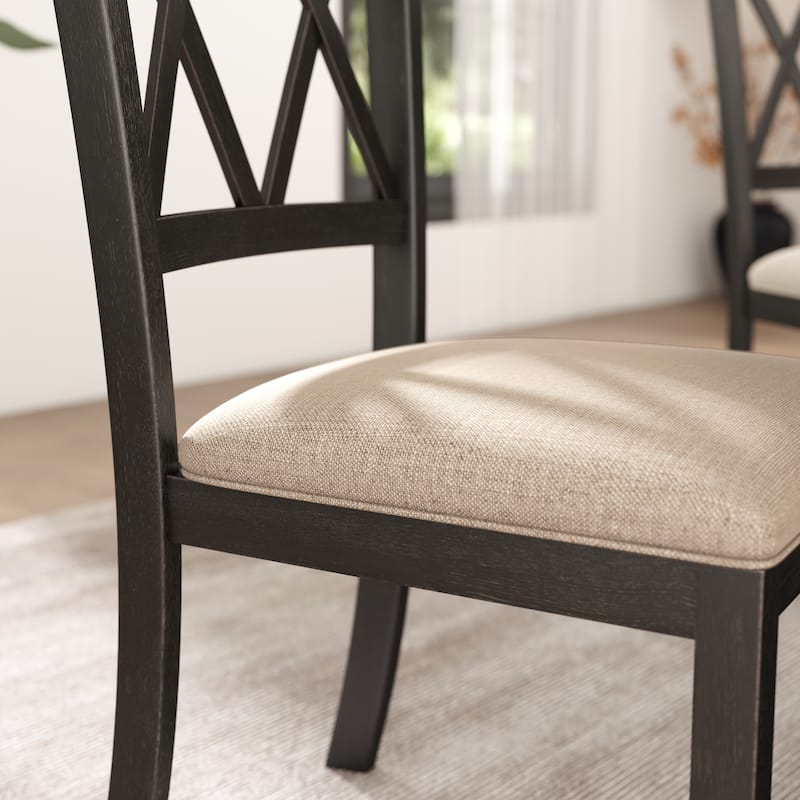 Roundhill Furniture Windvale Upholstered Cross-back Dining Chair, Set of 2