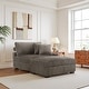 preview thumbnail 18 of 116, Modular Armchair and Ottoman Set with Adjustable Headrest, Flannel Upholstery Light Brown - Right Facing