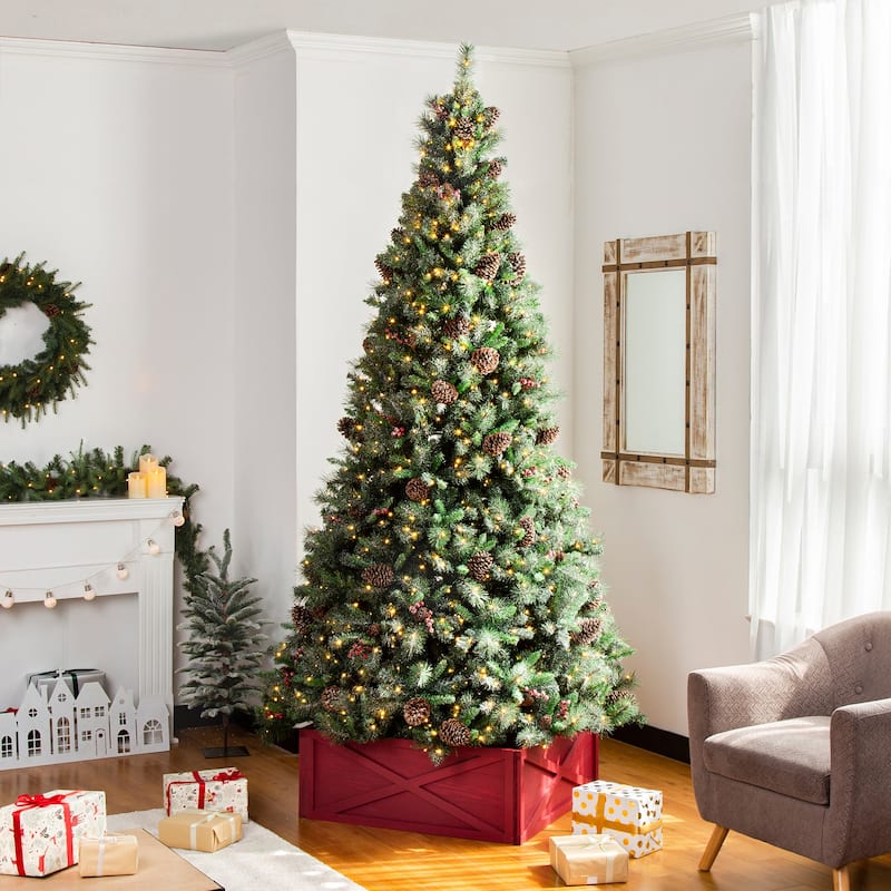 Glitzhome 32"L Rustic Christmas Wooden Tree Collars