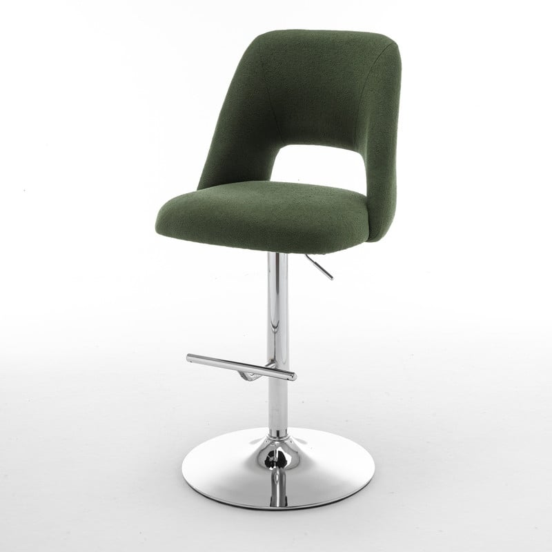 Best Quality Furniture Adjustable Textured Fabric Barstools with Chrome Finish Base (Set of 2)