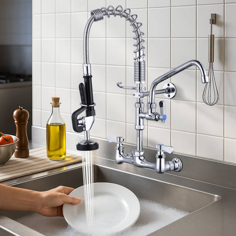 WOWOW Pull Down Sprayer Commeicial Faucet with Pre-Rinse Sprayer